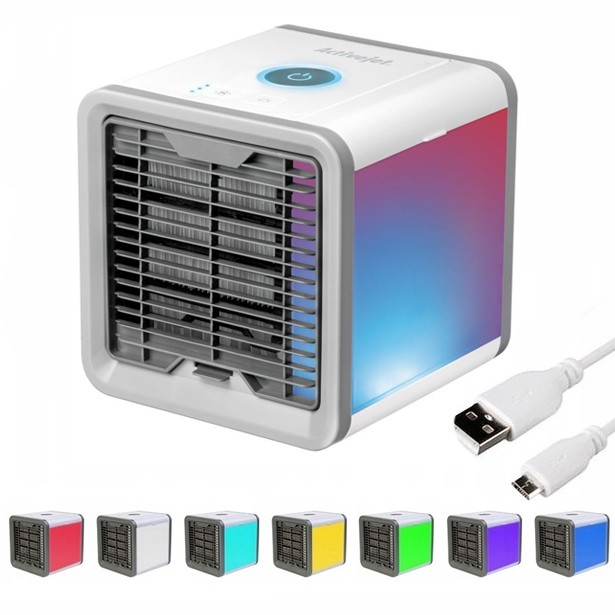 Mini aparat aer conditionat 5W cu umidificare, purificator aer USB, 3 trepte, 0.55L, LED 6 culori - imagine 13
